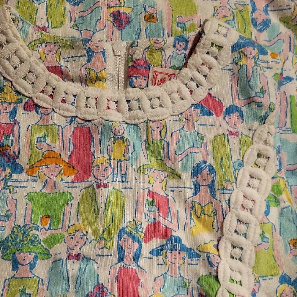 Lilly Pulitzer Pink and Blue Sleeveless A-Line Dress